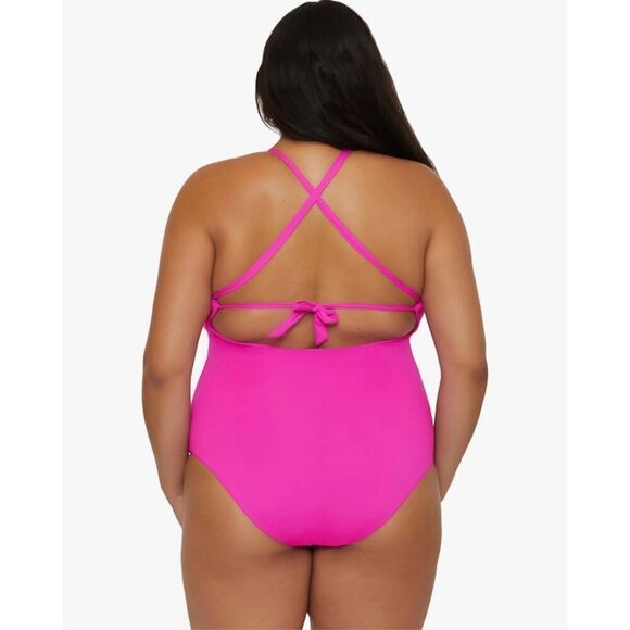 Becca Etc Color Code - Women's Plus Size One Piece Swimsuit, Plunge Neck - Picture 2 of 6